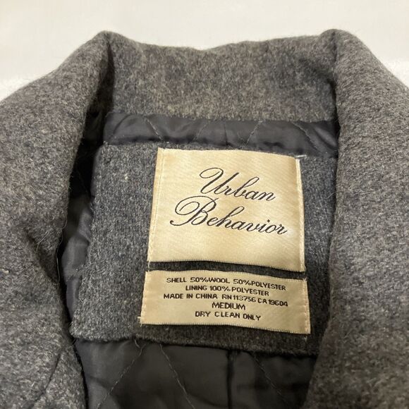 Urban Behavior Wool Blend Coat Gray Womens M Classic Button Pockets Lined - Picture 2 of 6